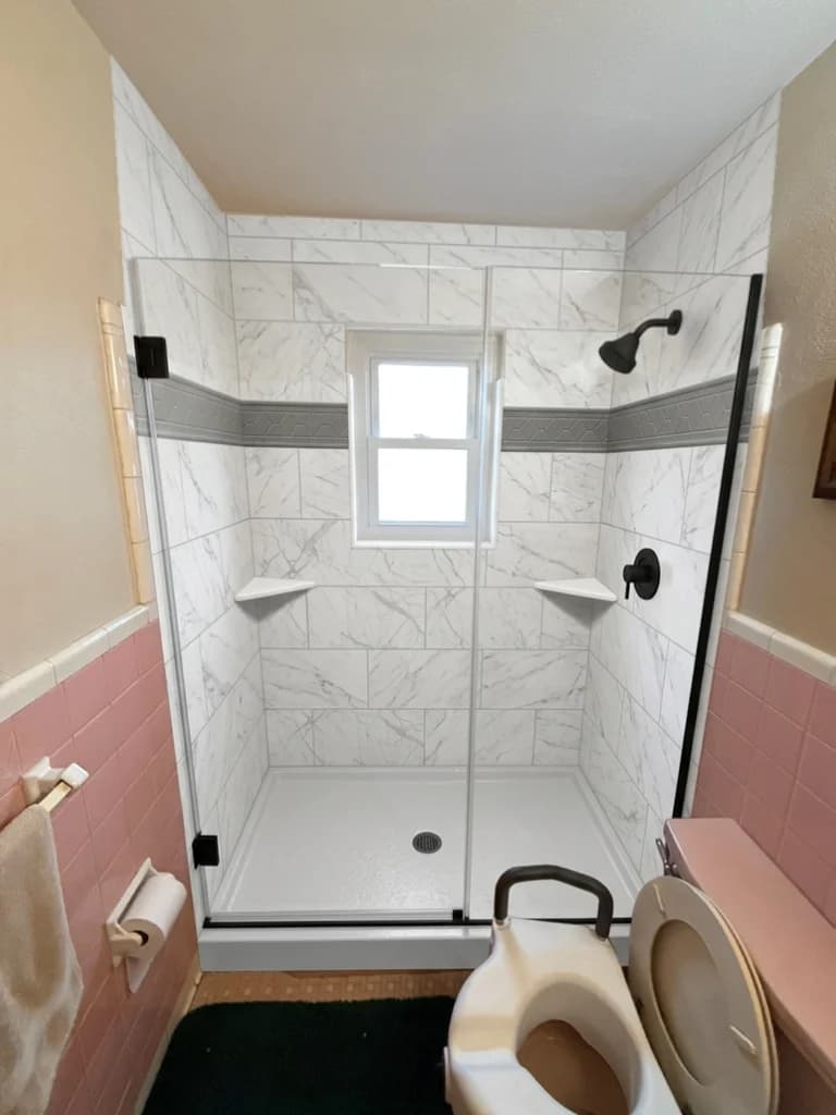 The proposed shower beside its catalog-backed quote.